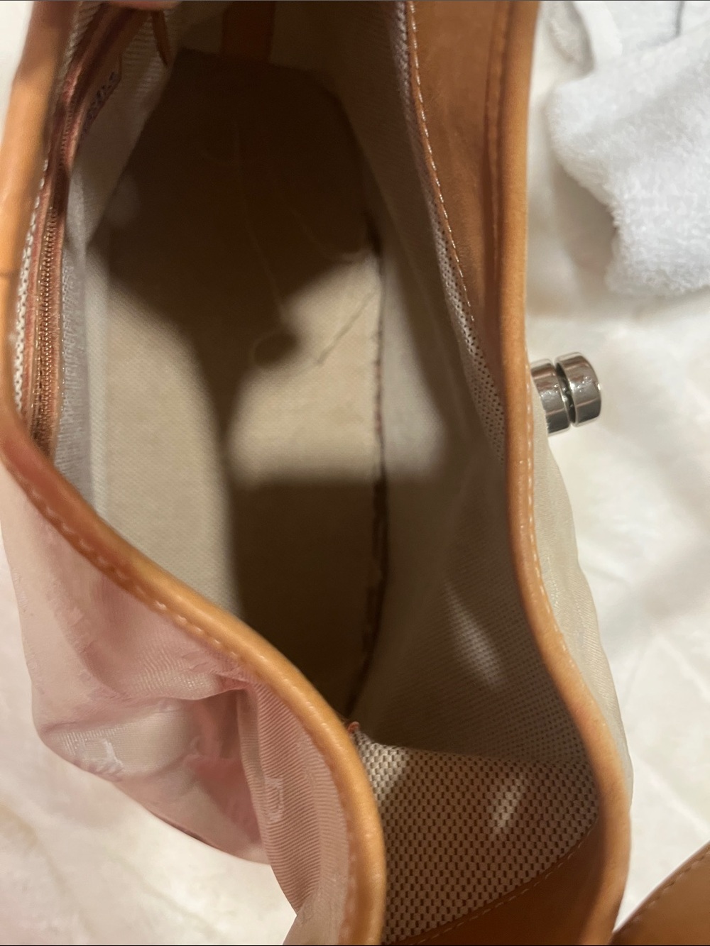 Dooney & Bourke Beige Monogram Shoulder Bag with Tan Trim - Picture 8 of 10
